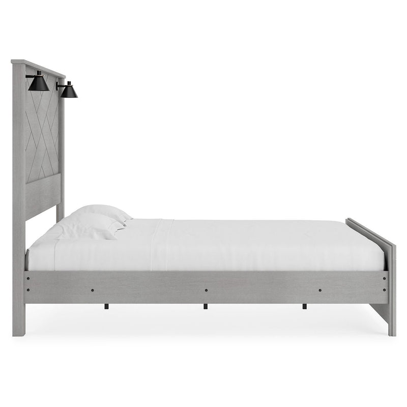 Cottonburg - Light Gray/white - King Panel Bed With Sconce Lights-Washburn's Home Furnishings