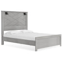 Cottonburg - Light Gray/white - Queen Panel Bed With Sconce Lights-Washburn's Home Furnishings