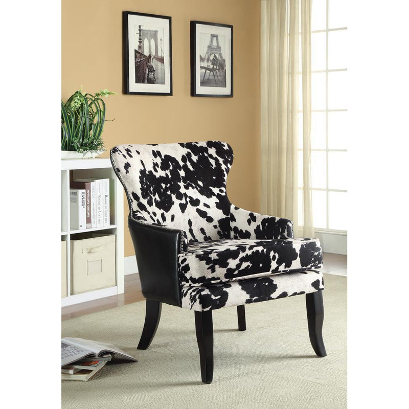 Cowhide Print Accent Chair - Black-Washburn's Home Furnishings