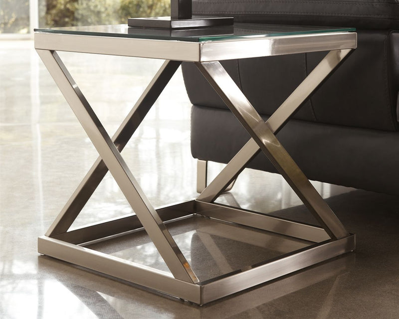 Coylin - Brushed Nickel Finish - Square End Table-Washburn's Home Furnishings