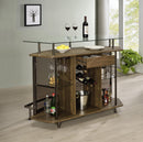 Crescent Shaped - Brown - Glass Top Bar Unit With Drawer-Washburn's Home Furnishings