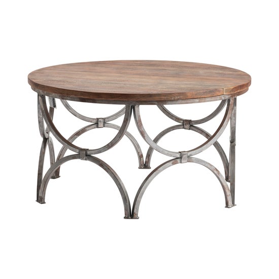 Crestview Bengal Manor Mango Wood and Steel Round Cocktail Table-Washburn's Home Furnishings