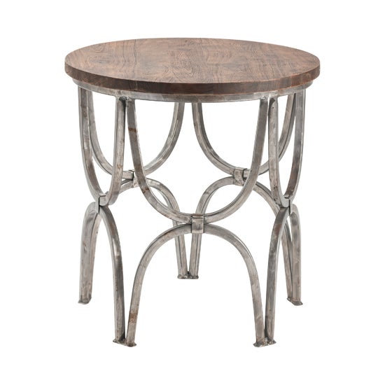 Crestview Bengal Manor Mango Wood and Steel Round End Table-Washburn's Home Furnishings