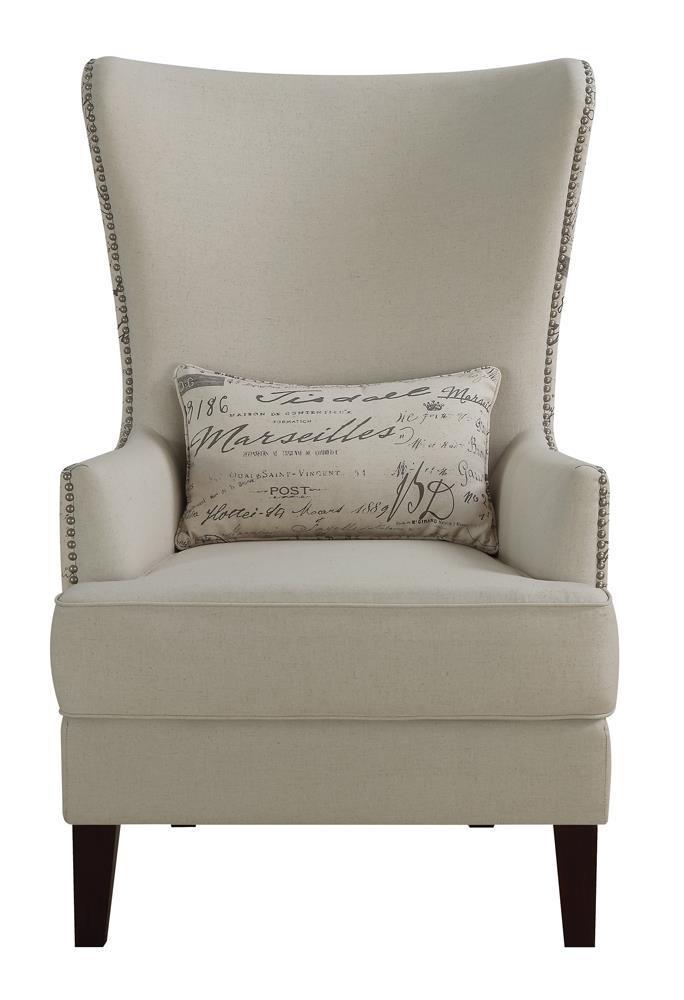 Curved Arm High Back Accent Chair - Beige-Washburn's Home Furnishings