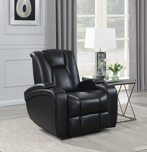 Delange - Power Recliner - Black-Washburn's Home Furnishings