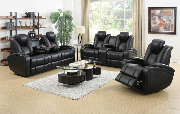 Delange - Power Reclining Loveseat - Black-Washburn's Home Furnishings