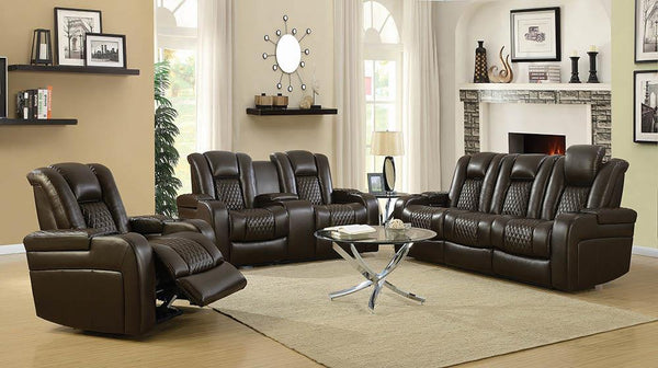 Delangelo Motion Collection - Brown - Power 2 Loveseat-Washburn's Home Furnishings