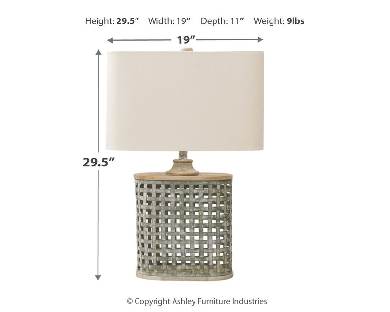 Deondra - Gray - Metal Table Lamp (1/cn)-Washburn's Home Furnishings