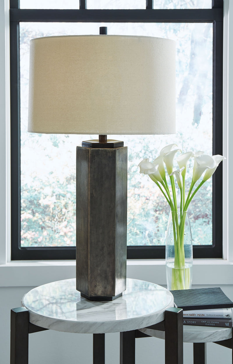 Dirkton - Antique Pewter Finish - Metal Table Lamp (1/cn)-Washburn's Home Furnishings