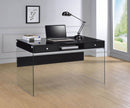 Dobrev 2-drawer Writing Desk Glossy - Black And - Clear-Washburn's Home Furnishings