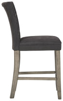 Dontally - Black / Gray - Upholstered Barstool (2/cn)-Washburn's Home Furnishings