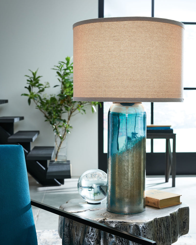 Dorahton - Teal - Glass Table Lamp (1/cn)-Washburn's Home Furnishings