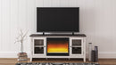 Dorrinson - White / Black / Gray - 2 Pc. - 60" Tv Stand With Fireplace Insert Glass/stone-Washburn's Home Furnishings