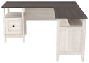 Dorrinson - White / Black / Gray - Home Office Desk - L-shape-Washburn's Home Furnishings