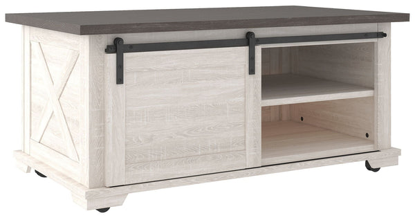 Dorrinson - White / Black / Gray - Rectangular Cocktail Table-Washburn's Home Furnishings