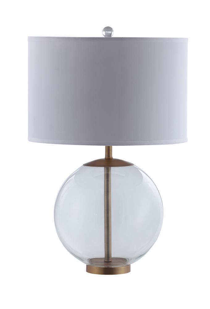 Drum Shade Table Lamp With Glass Base - White-Washburn's Home Furnishings