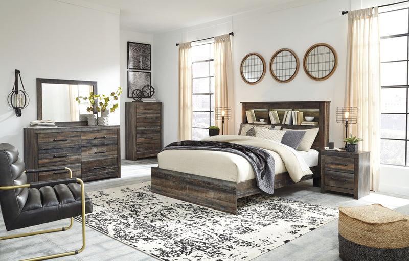 Drystan - Brown / Beige - Queen Panel Bookcase Bed-Washburn's Home Furnishings