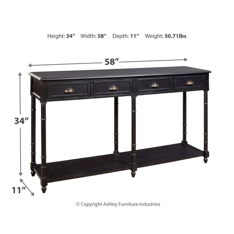 Eirdale - Black - Console Sofa Table-Washburn's Home Furnishings