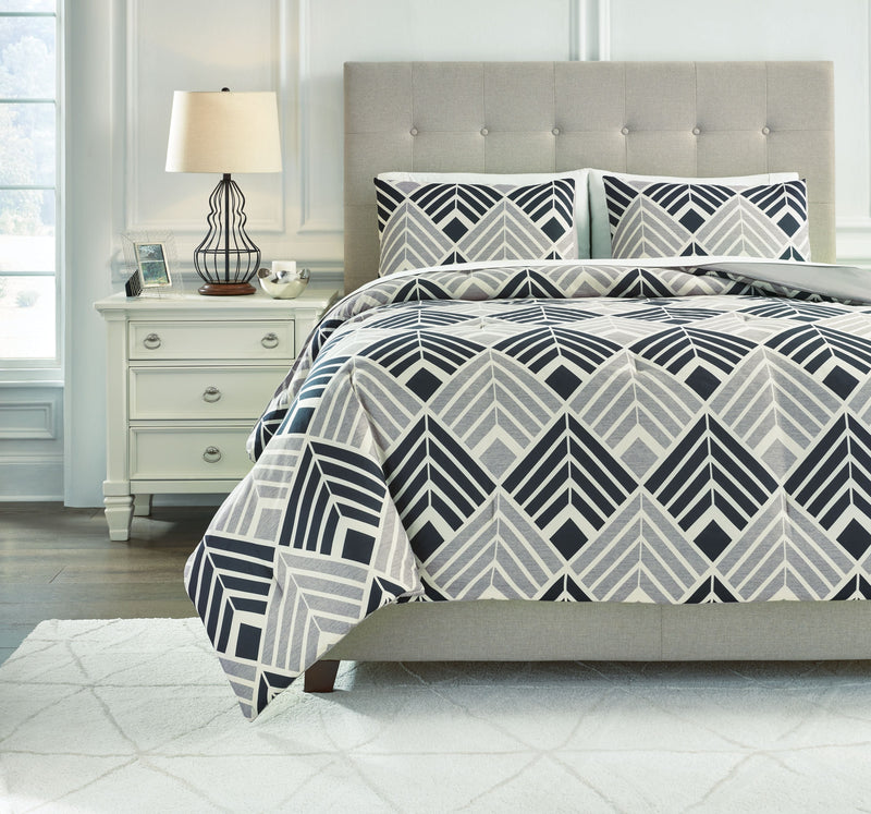 Ellowyn - Black/gray/bone - Queen Comforter Set-Washburn's Home Furnishings