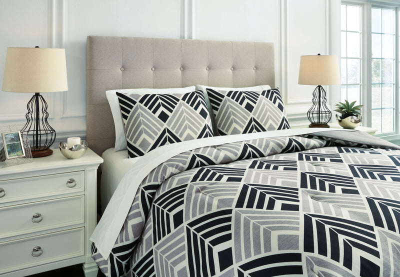 Ellowyn - Black/gray/bone - Queen Comforter Set-Washburn's Home Furnishings