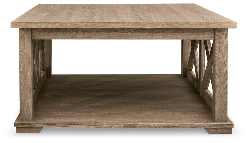 Elmferd - Light Brown - Square Cocktail Table-Washburn's Home Furnishings