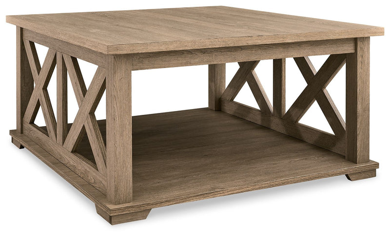 Elmferd - Light Brown - Square Cocktail Table-Washburn's Home Furnishings