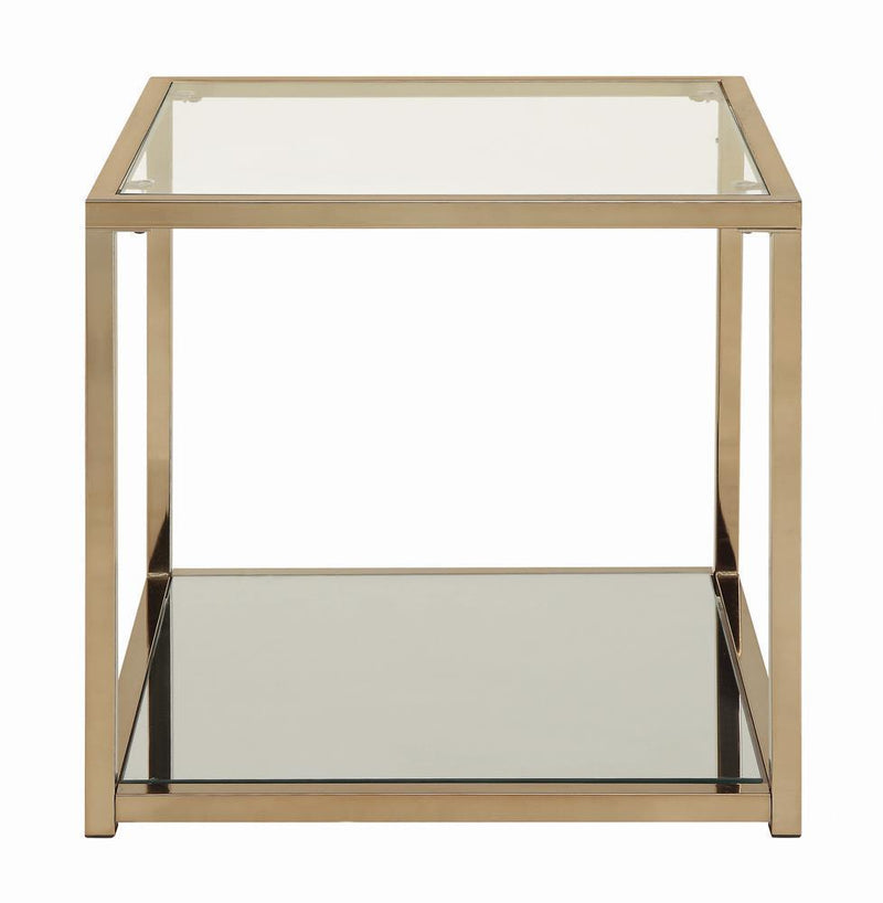 End Table With Mirror Shelf - Yellow-Washburn's Home Furnishings