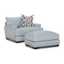 VALENTIA LEATHER CHAIR AND A HALF AND OTTOMAN IN BISON AQUA- SET-Washburn's Home Furnishings