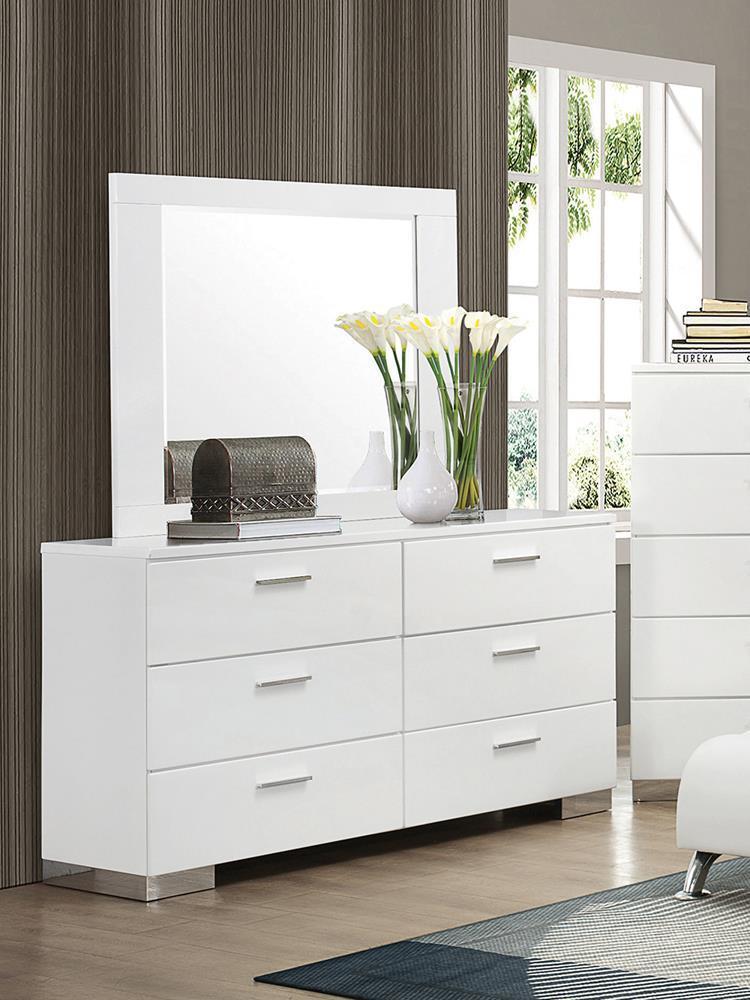 Felicity - Rectangle Dresser Mirror - White-Washburn's Home Furnishings