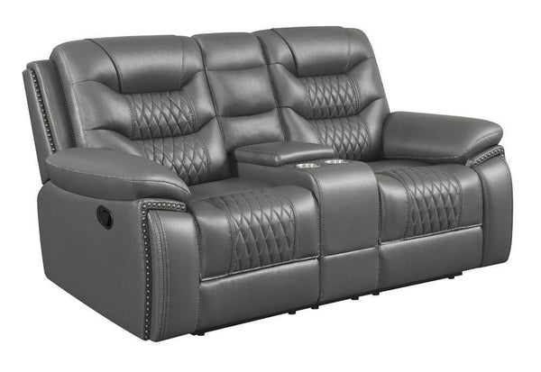 Flamenco - Tufted Upholstered Motion Loveseat With Console - Charcoal-Washburn's Home Furnishings