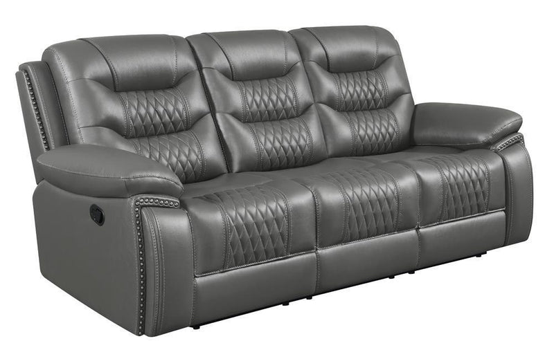 Flamenco - Tufted Upholstered Motion Sofa - Charcoal-Washburn's Home Furnishings