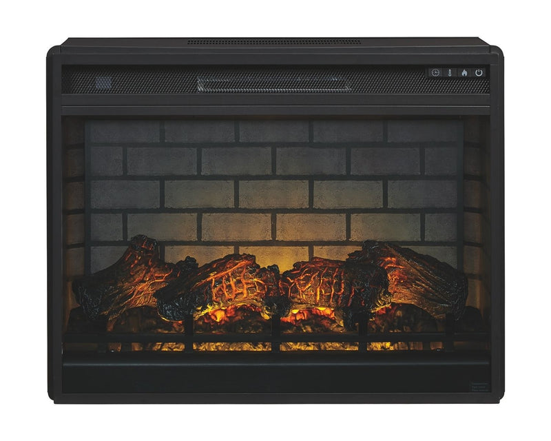 Flynnter - Medium Brown - 2 Pc. - 75" Tv Stand With Electric Infrared Fireplace Insert-Washburn's Home Furnishings