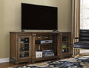 Flynnter - Medium Brown - 2 Pc. - 75" Tv Stand With Electric Infrared Fireplace Insert-Washburn's Home Furnishings