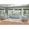Franklin Cabot Leather Power Reclining Loveseat w/ Integrated USB Port in Bison Aqua-Washburn's Home Furnishings