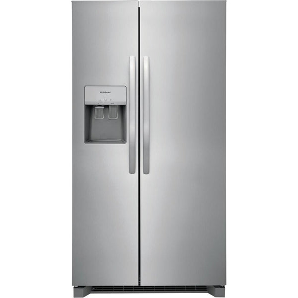 Frigidaire 25.6 Cu. Ft. 36'' Standard Depth Side by Side Refrigerator in Stainless-Washburn's Home Furnishings