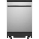 GE 24" Stainless Steel Interior Portable Dishwasher with Sanitize Cycle - Stainless Steel-Washburn's Home Furnishings