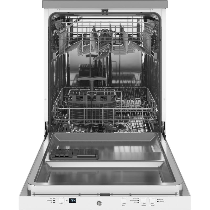 GE 24" Stainless Steel Interior Portable Dishwasher with Sanitize Cycle - White-Washburn's Home Furnishings