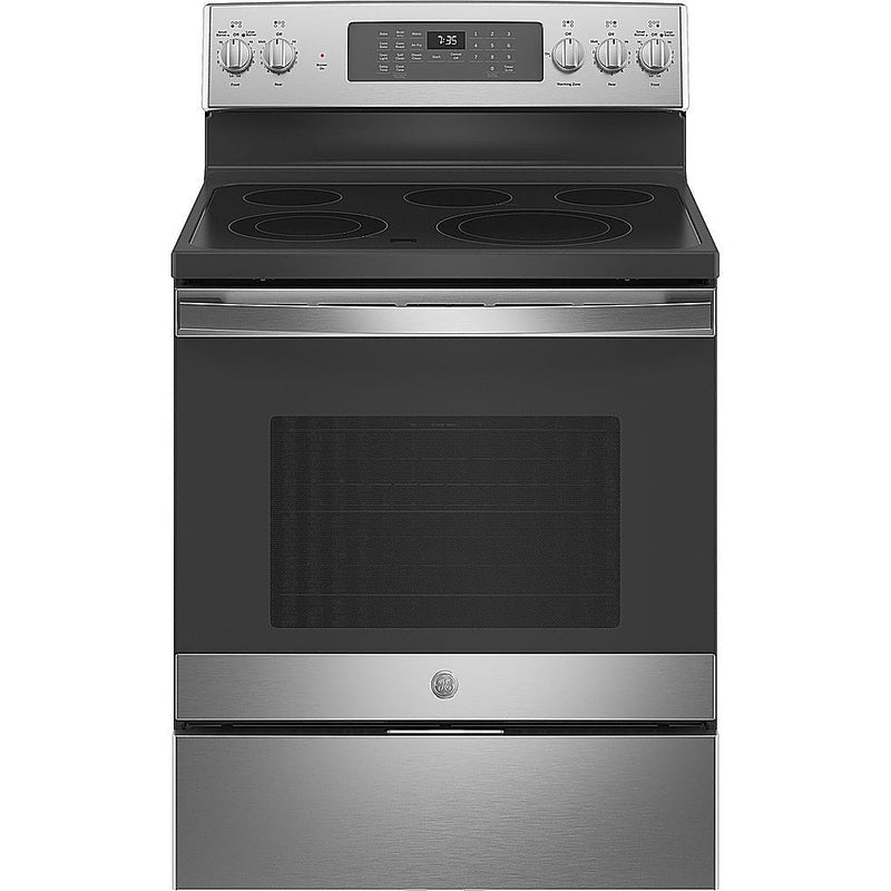 GE 30" Freestanding Electric Convection Range with Air Fry in Stainless Steel-Washburn's Home Furnishings