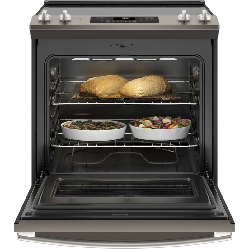 GE - 5.3 Cu. Ft. Self-Cleaning Slide-In Electric Range - Slate-Washburn's Home Furnishings