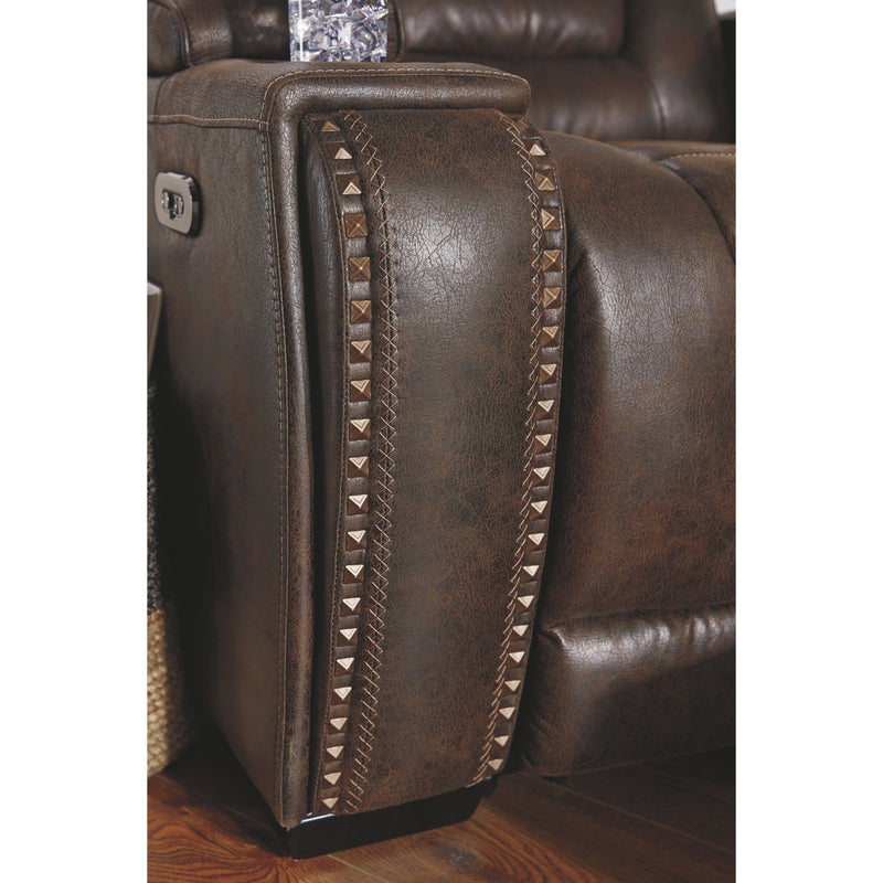 Game Zone - Brown Dark - Pwr Rec Loveseat/con/adj Hdrst-Washburn's Home Furnishings