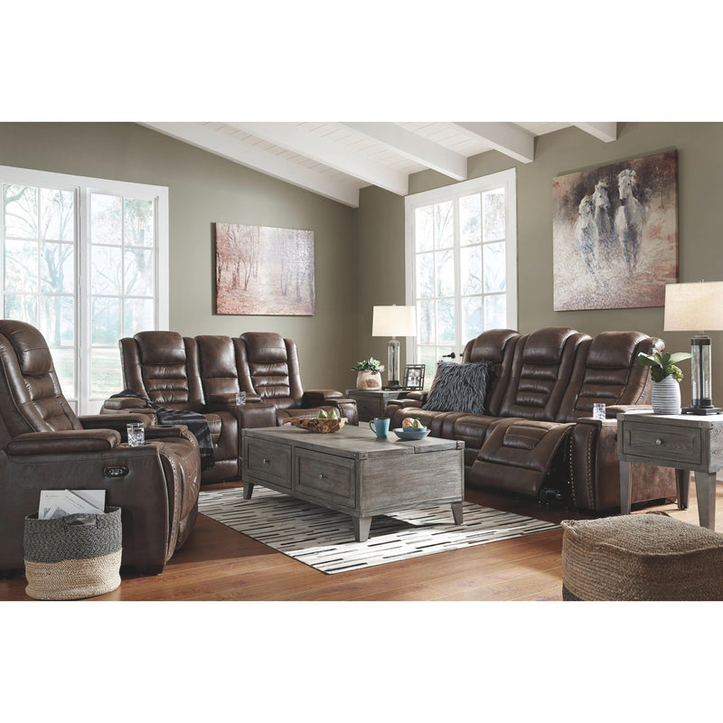 Game Zone - Brown Dark - Pwr Rec Loveseat/con/adj Hdrst-Washburn's Home Furnishings