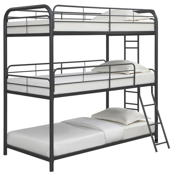 Garner - Triple Twin Bunk Bed With Ladder - Gray-Washburn's Home Furnishings
