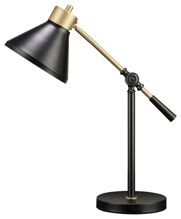 Garville - Black/gold Finish - Metal Desk Lamp (1/cn)-Washburn's Home Furnishings