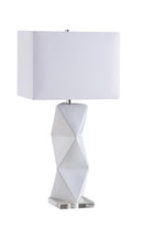 Geometric - Ceramic Base Table Lamp - White-Washburn's Home Furnishings