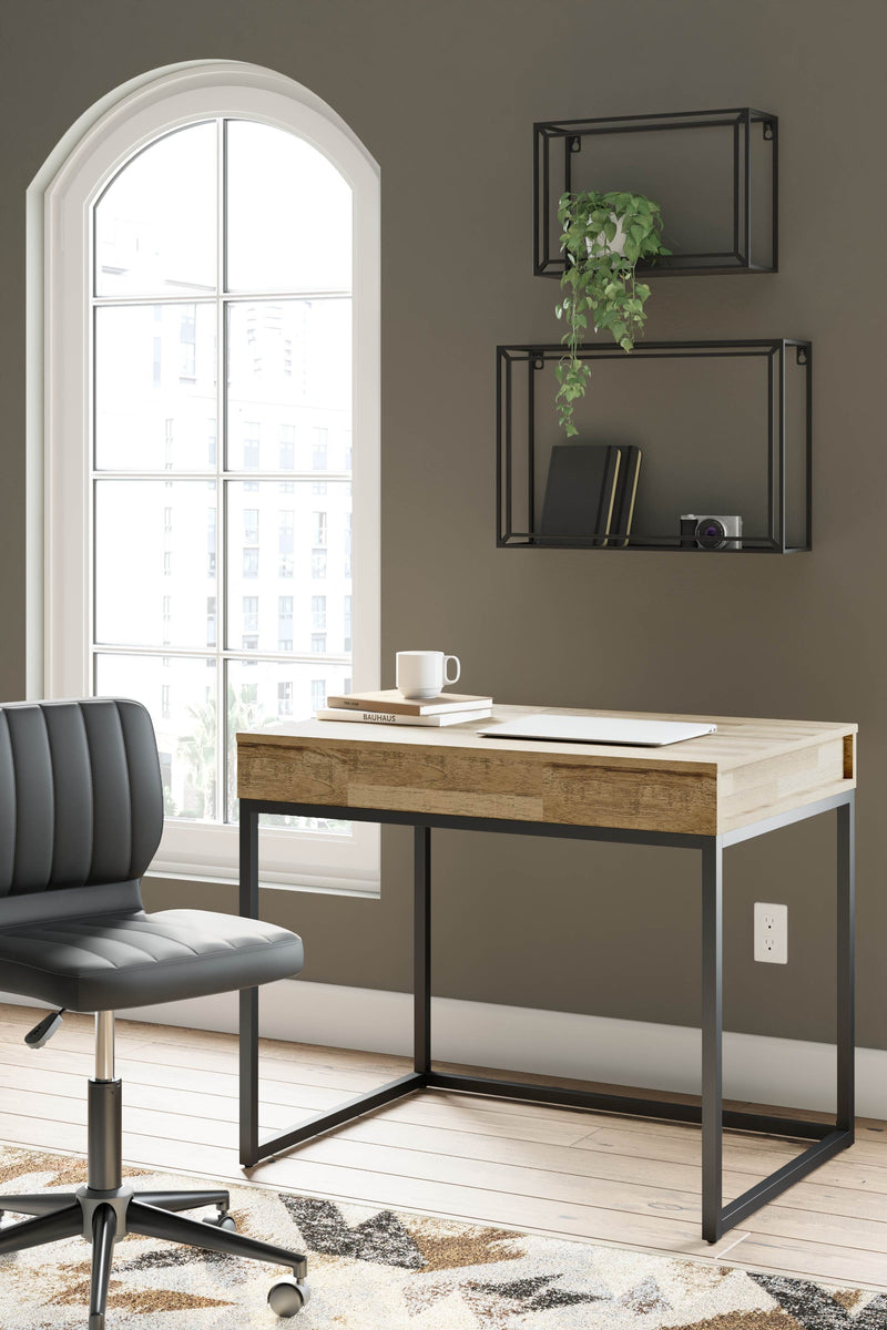 Gerdanet - Light Brown/black - Home Office Lift Top Desk-Washburn's Home Furnishings
