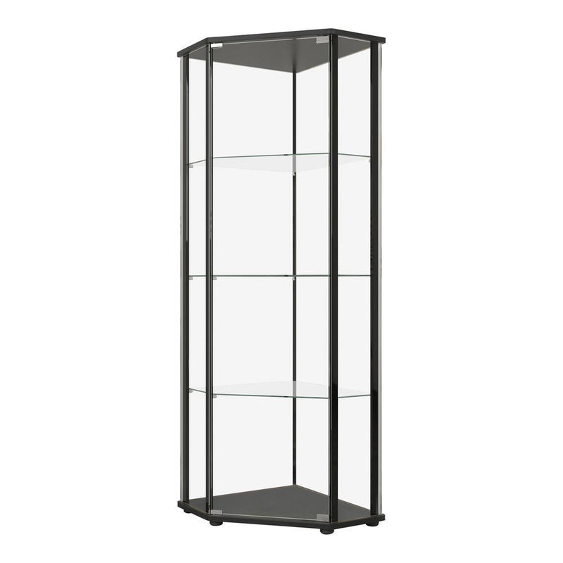 Glass Shelf Curio Cabinet - Black-Washburn's Home Furnishings