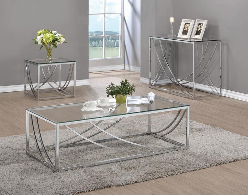 Glass Top Rectangular Coffee Table - Pearl Silver-Washburn's Home Furnishings