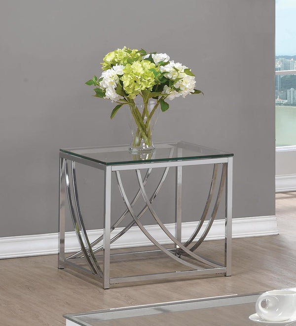 Glass Top Square End Table - Pearl Silver-Washburn's Home Furnishings