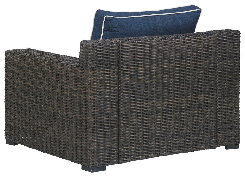Grasson - Brown/blue - Lounge Chair W/cushion (1/cn)-Washburn's Home Furnishings