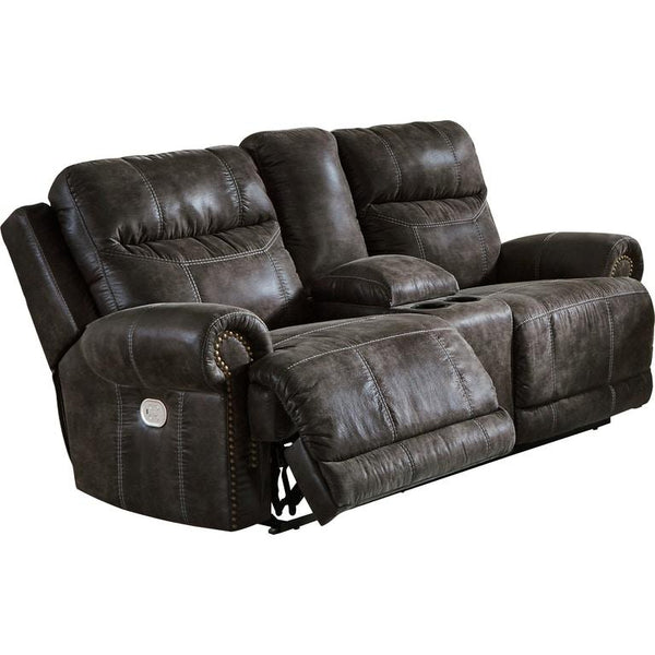 Grearview Power Reclining Loveseat with Console in Charcoal-Washburn's Home Furnishings